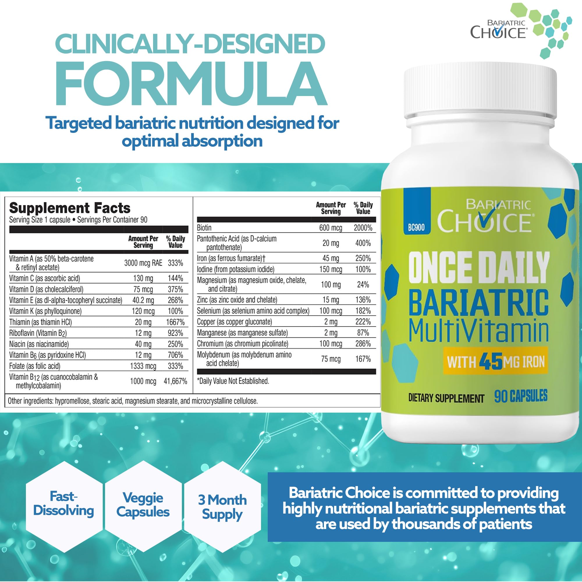 Bariatric Choice etiqueta con información nutricional legible y útil