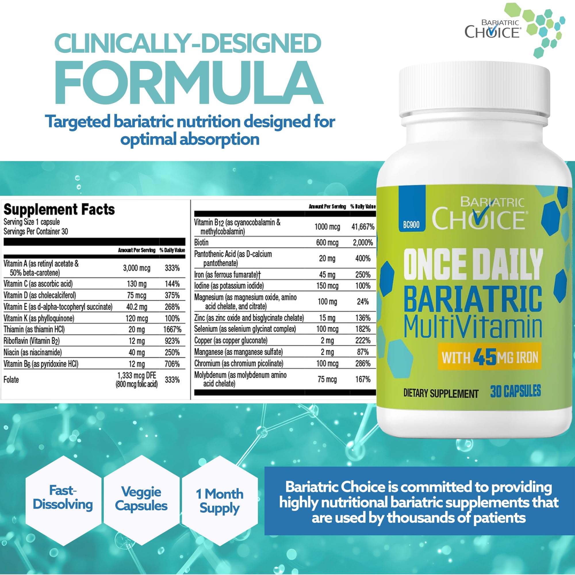 Bariatric Choice envase junto a desayuno representando toma diaria con comida