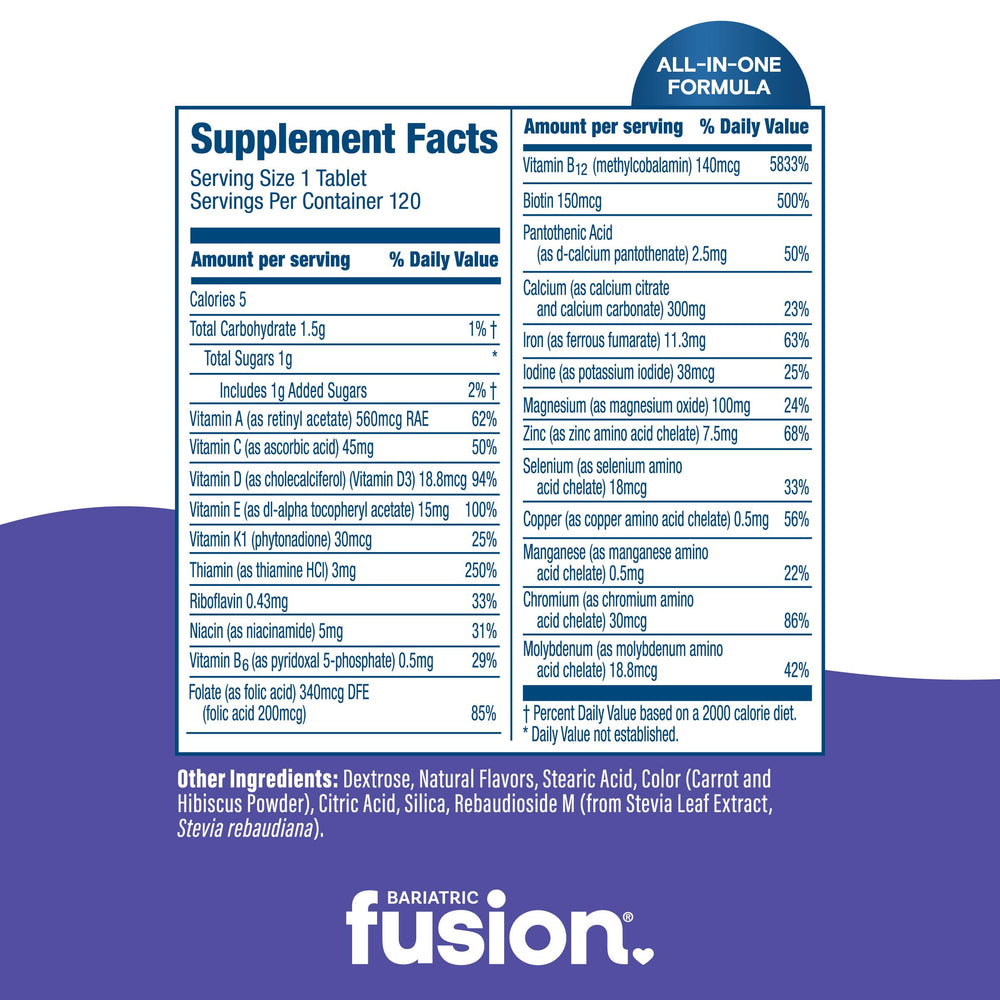 Bariatric Fusion etiqueta con ingredientes, transparencia y trazabilidad