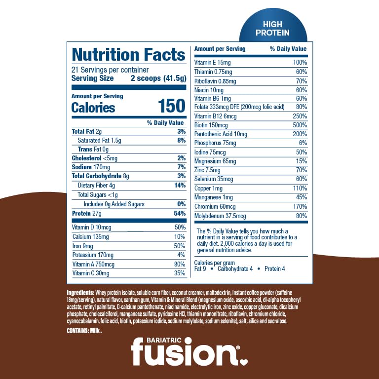 Bariatric Fusion batido servido en vaso, sabor cappuccino apetecible