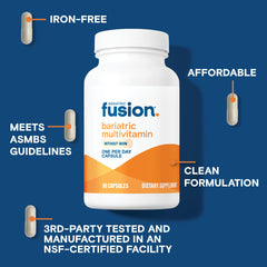 Bariatric Fusion cápsula en mano para comparar escala y facilidad de uso