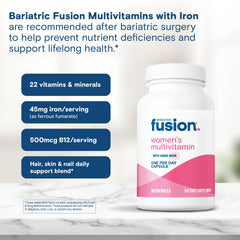 Bariatric Fusion cápsula junto a vaso de agua para toma diaria