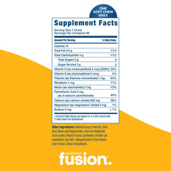 Bariatric Fusion masticable junto a una moneda para comparar tamaño y porción