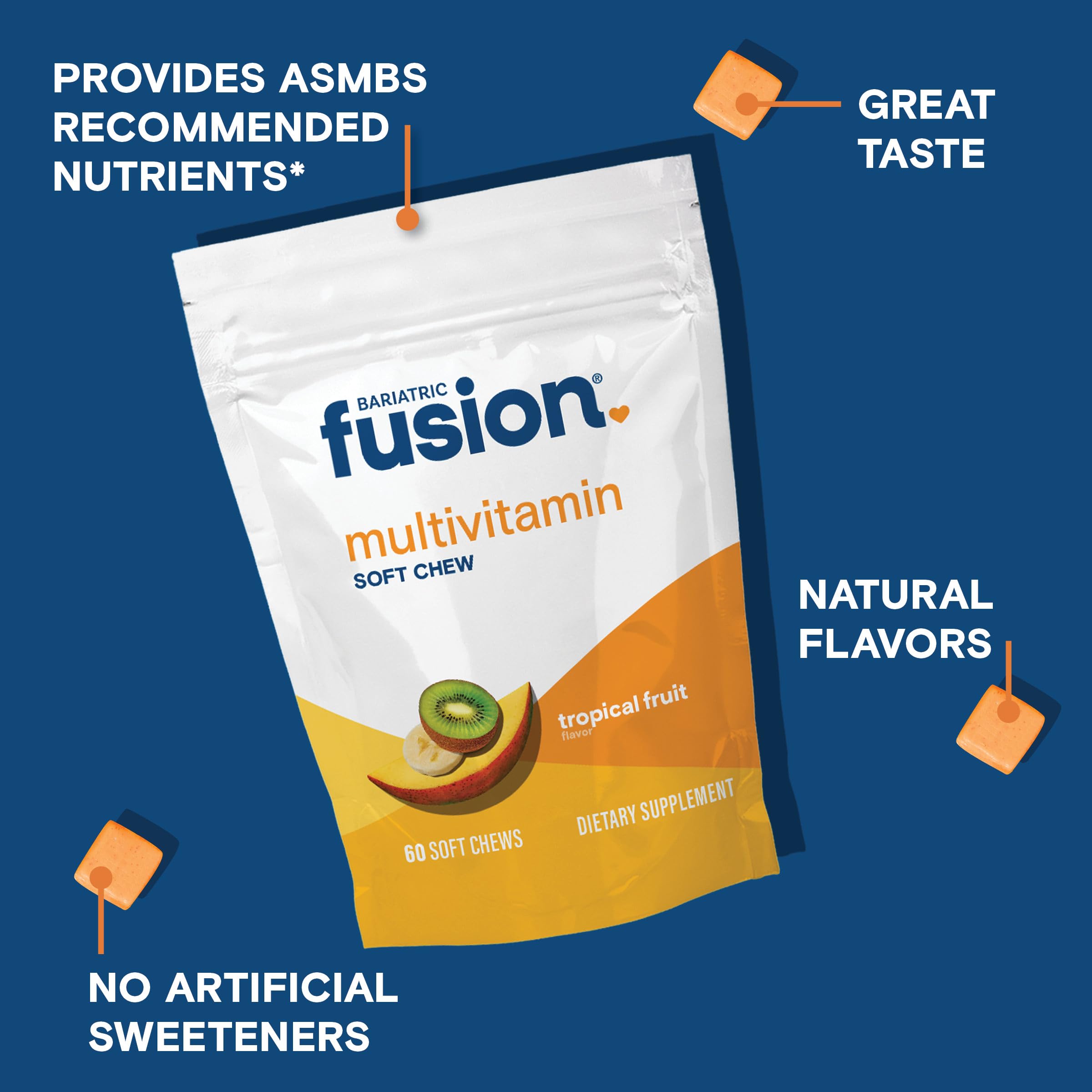 Bariatric Fusion bolsa abierta con 60 gomitas para suministro mensual