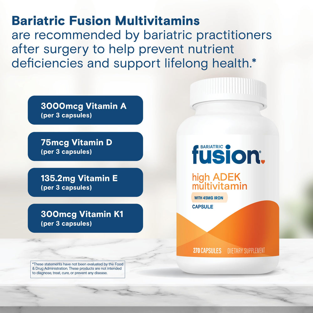 Bariatric Fusion etiqueta con lista de ingredientes y dosis altas ADEK