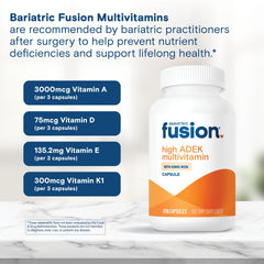 Bariatric Fusion etiqueta con lista de ingredientes y dosis altas ADEK