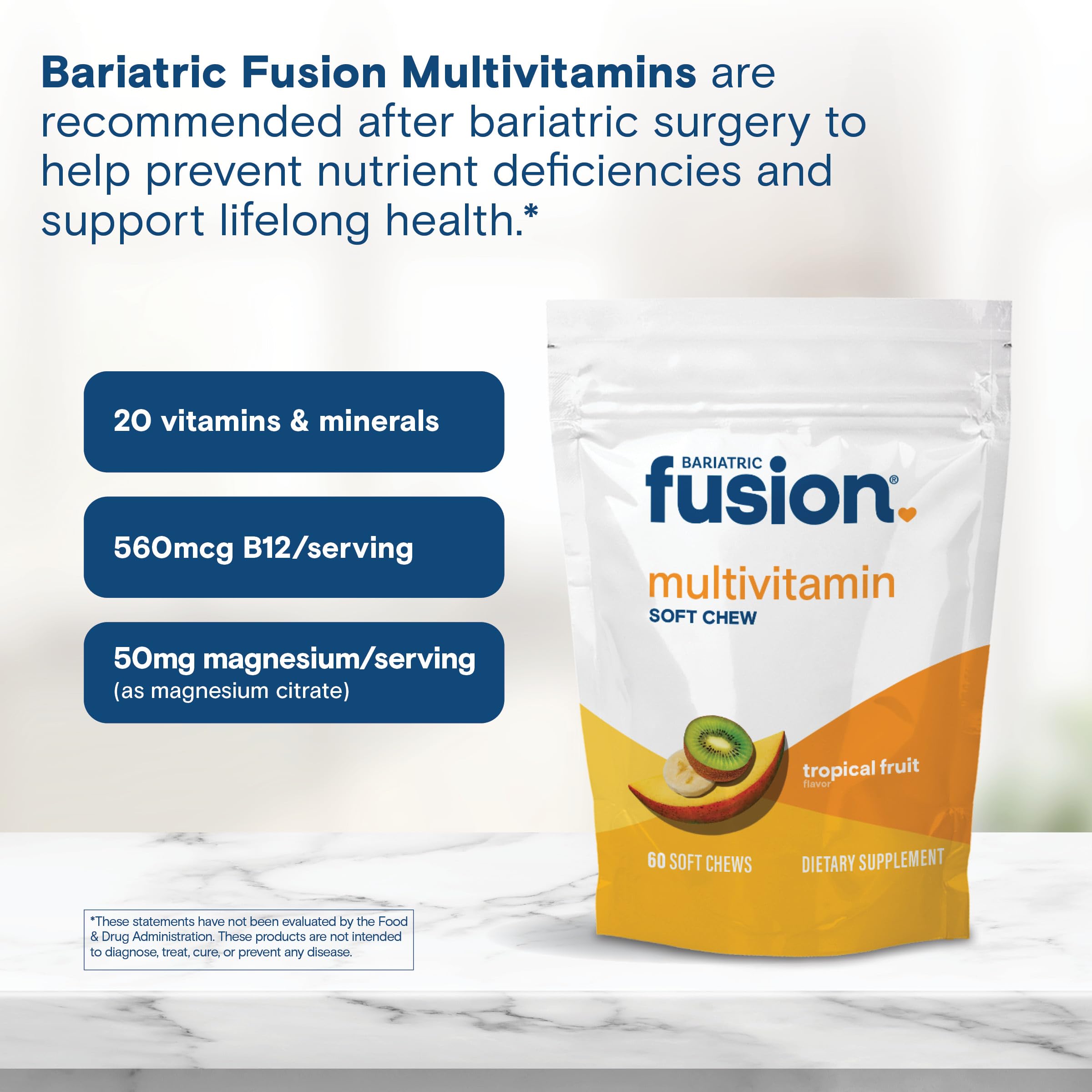Bariatric Fusion etiqueta con lista de vitaminas y beneficios claros