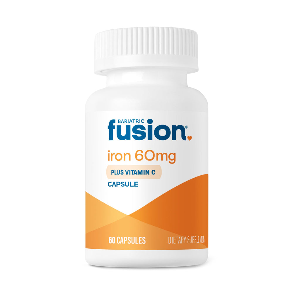 Bariatric Fusion frasco delante mostrando etiqueta y beneficios claros