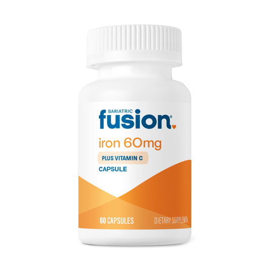 Bariatric Fusion frasco delante mostrando etiqueta y beneficios claros