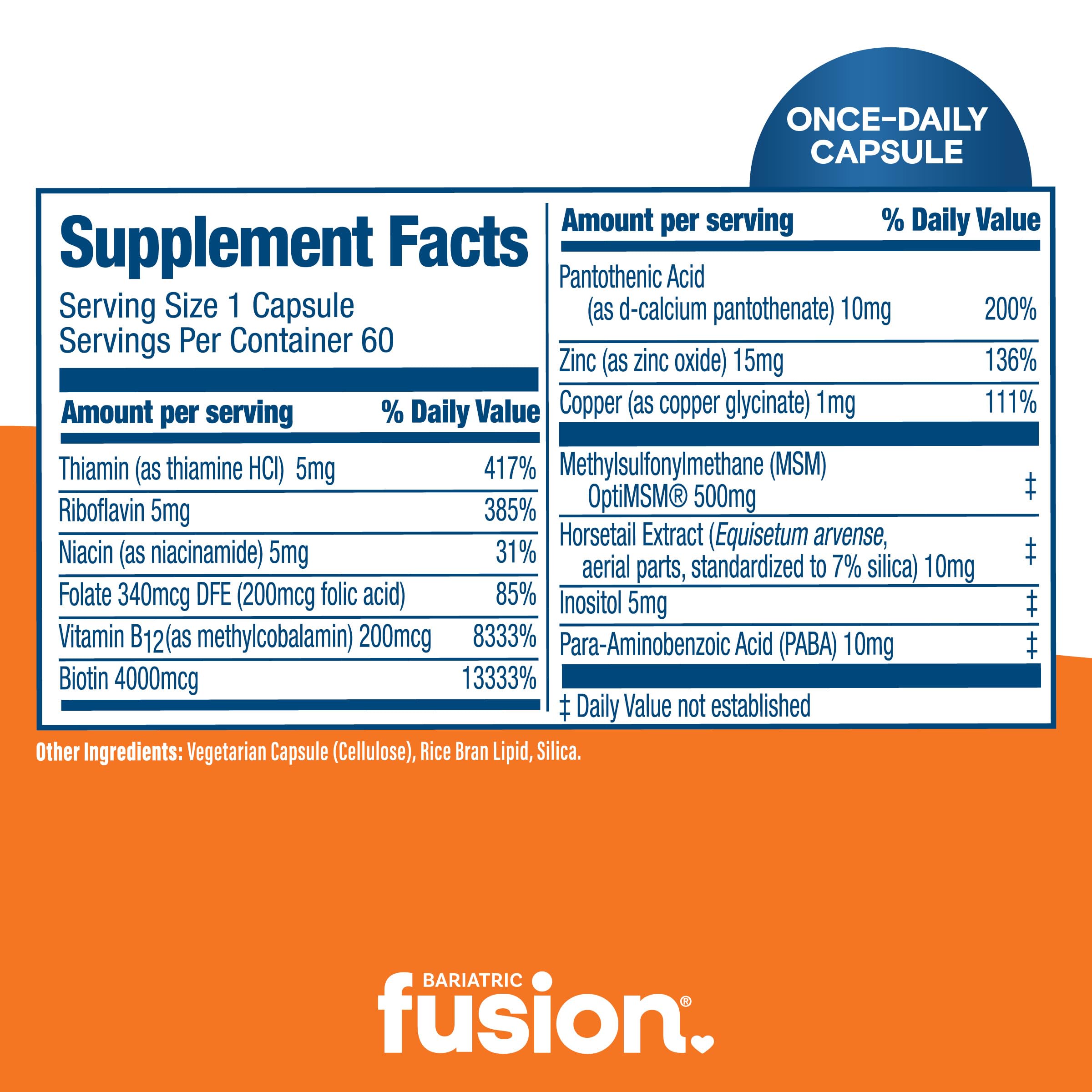 Bariatric Fusion etiqueta con lista de ingredientes para confianza