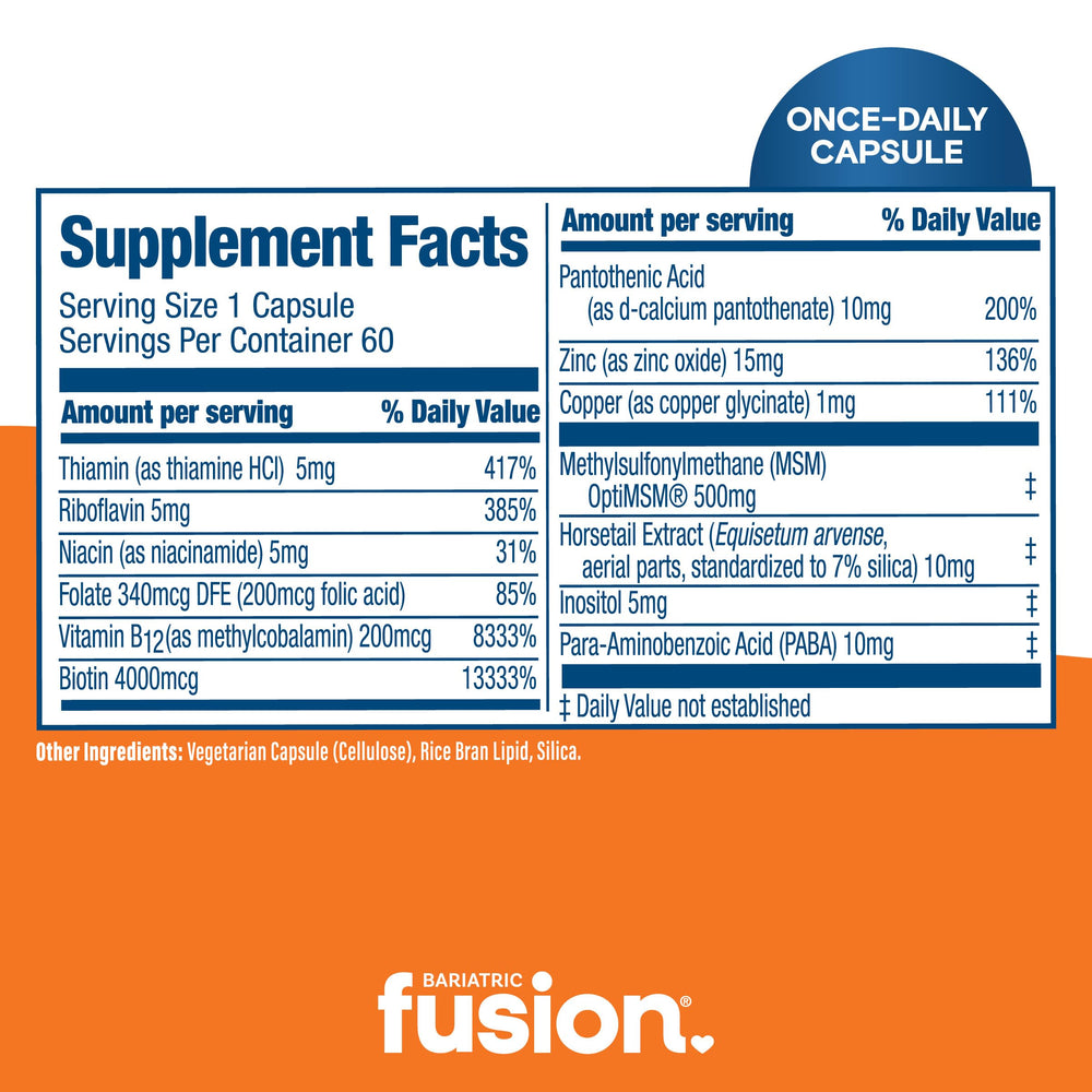 Bariatric Fusion etiqueta con lista de ingredientes para confianza