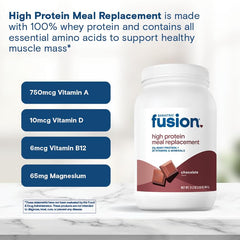 Bariatric Fusion polvo de chocolate en primer plano, muestra calidad