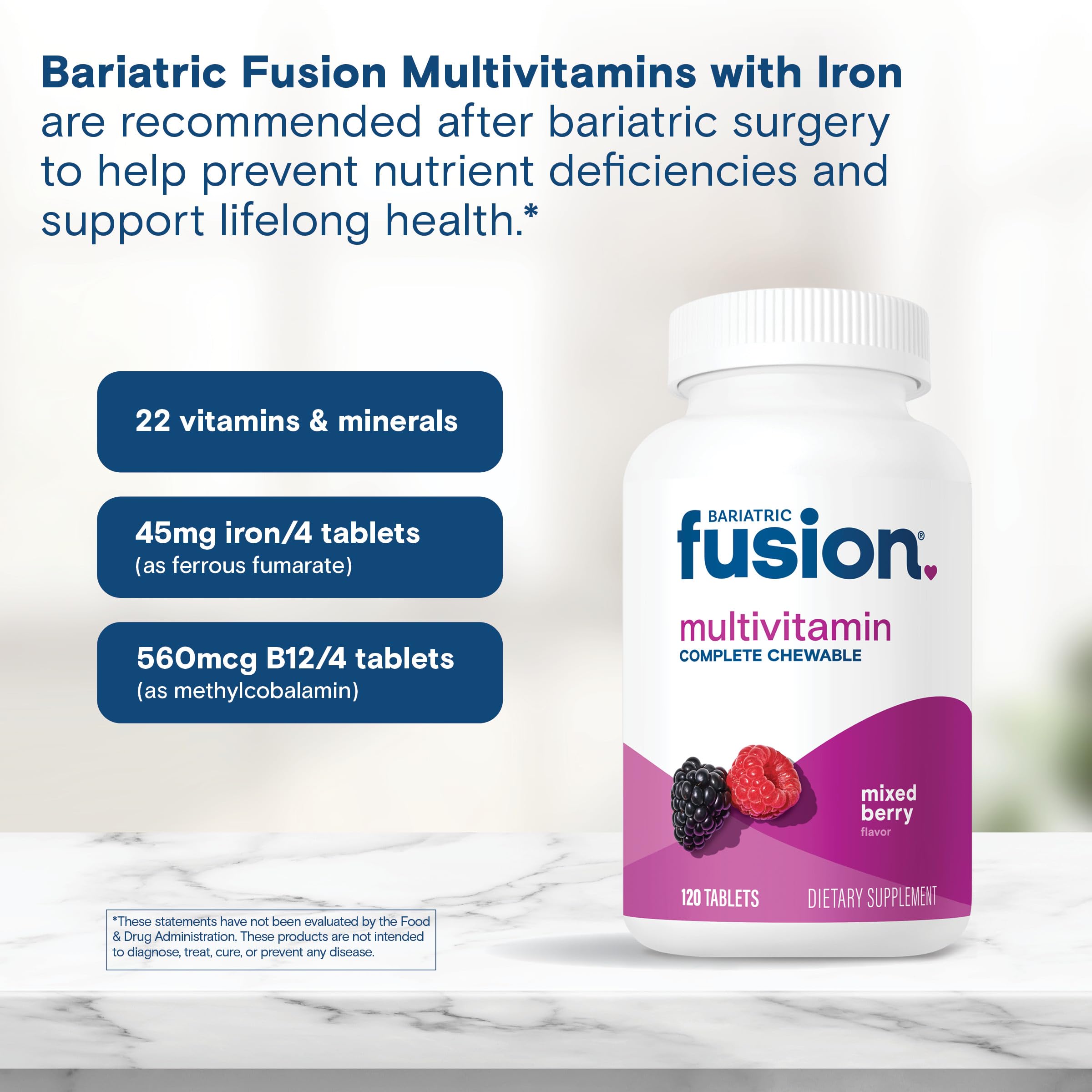 Bariatric Fusion tableta en mano lista para masticar y mejorar adherencia