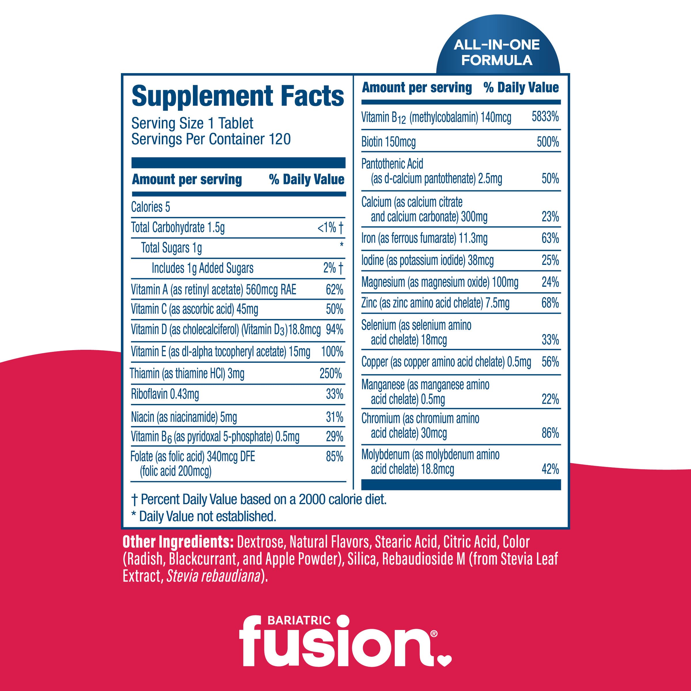 Bariatric Fusion varias tabletas dispuestas lista para dosis diaria
