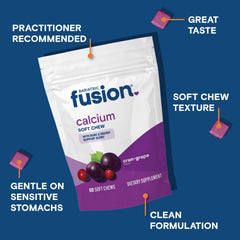 Bariatric Fusion masticables en mano para comparar tamaño y dosificación
