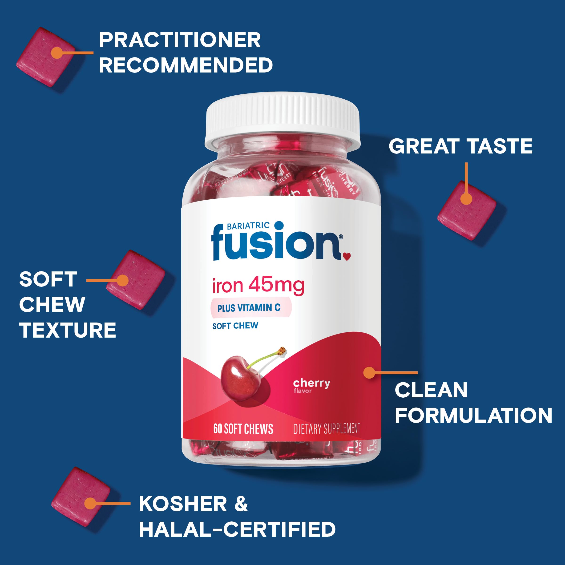 Bariatric Fusion masticables envueltos individualmente para higiene y transporte fácil