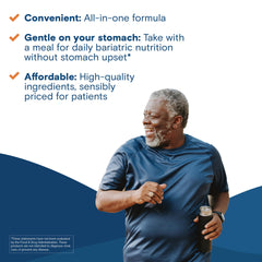 Bariatric Fusion persona masticando tableta que representa sabor agradable y tolerancia