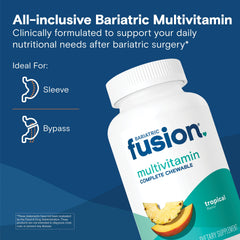 Bariatric Fusion textura de las tabletas masticables destacando absorción y palatabilidad