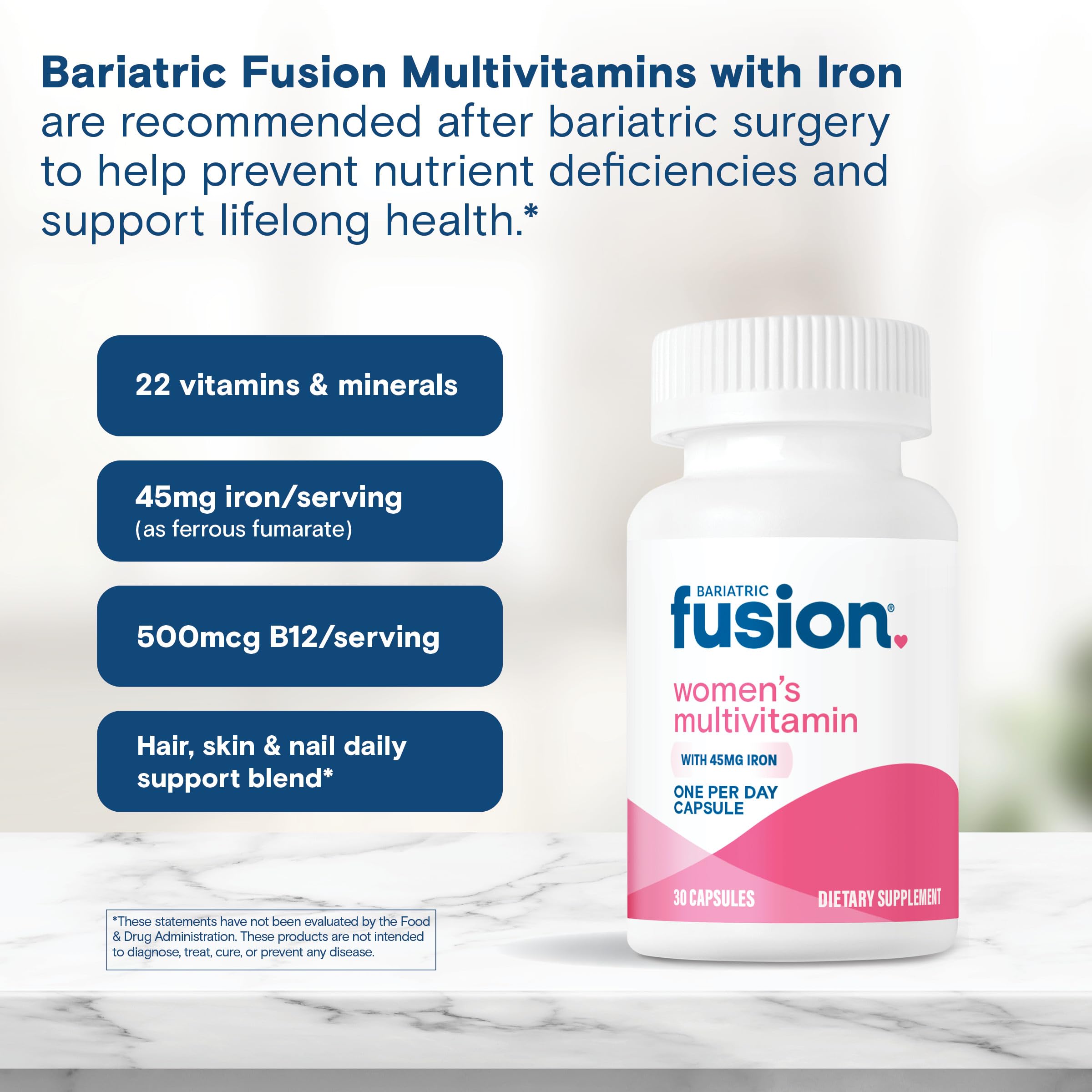 Bariatric Fusion cápsula al lado de una moneda para comparar tamaño