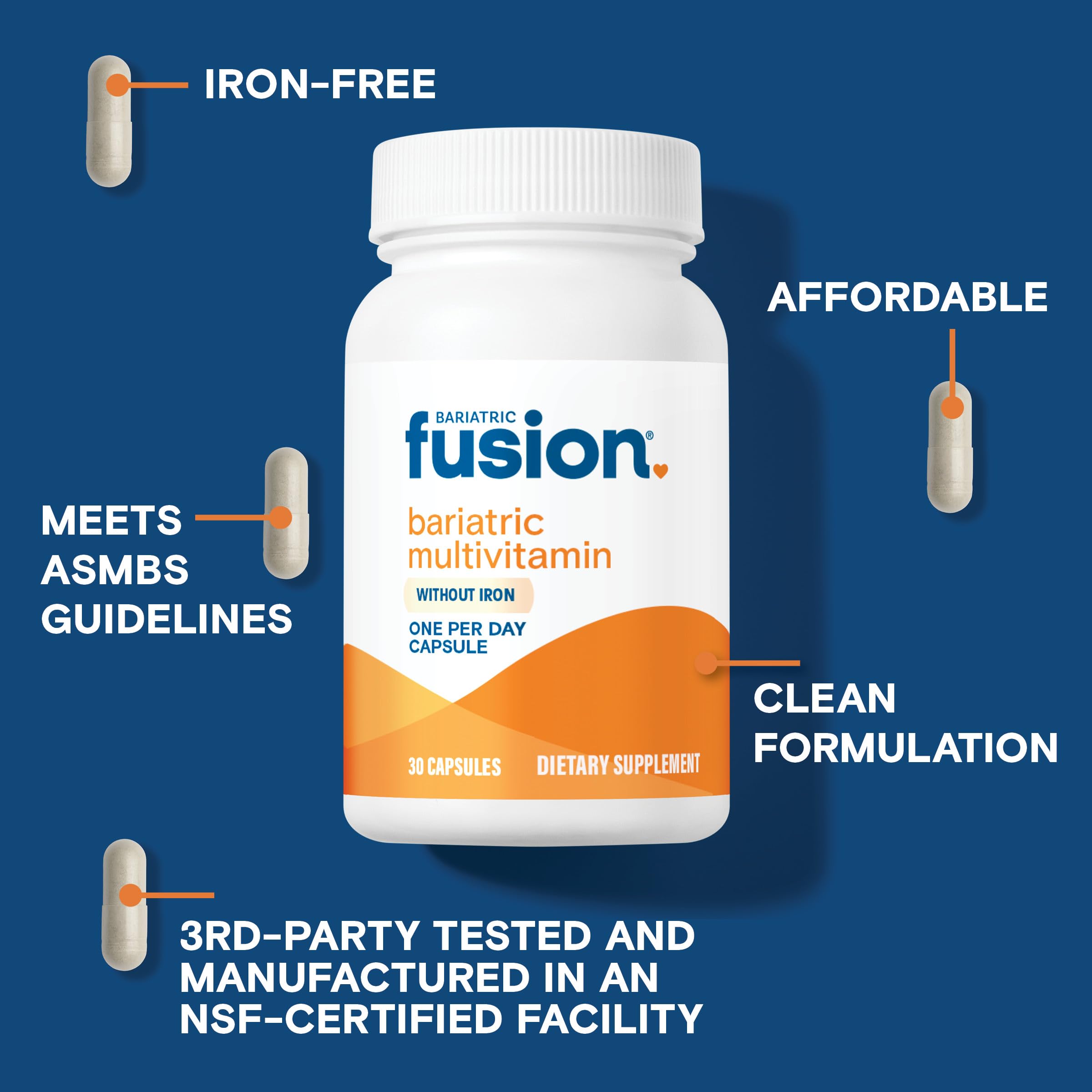 Bariatric Fusion cápsula en mano para comparar tamaño y comprobar facilidad