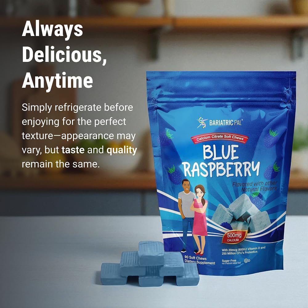 BariatricPal bolsa abierta con 90 masticables lista para mes