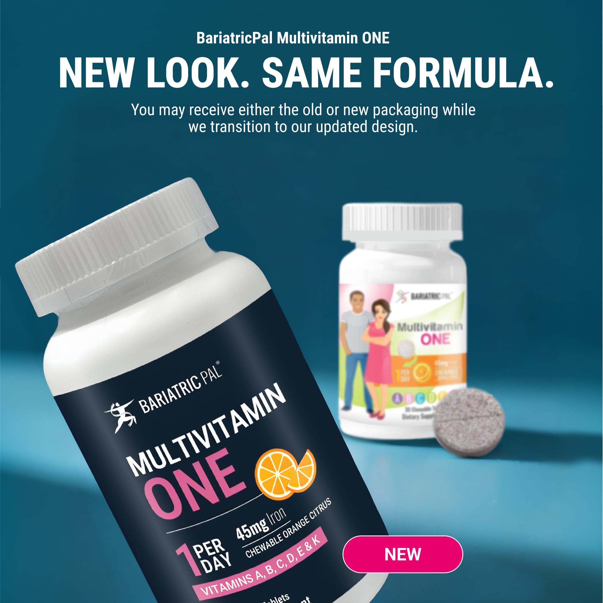 BariatricPal primer plano de la tableta masticable con textura y fácil ingestión