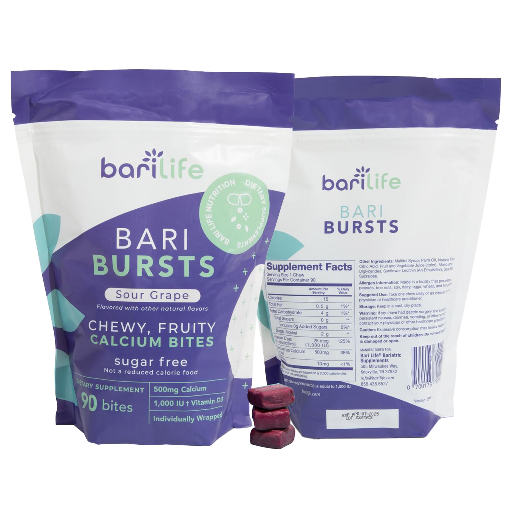 Bari Life masticable suelto detalle de forma mostrando facilidad de masticar