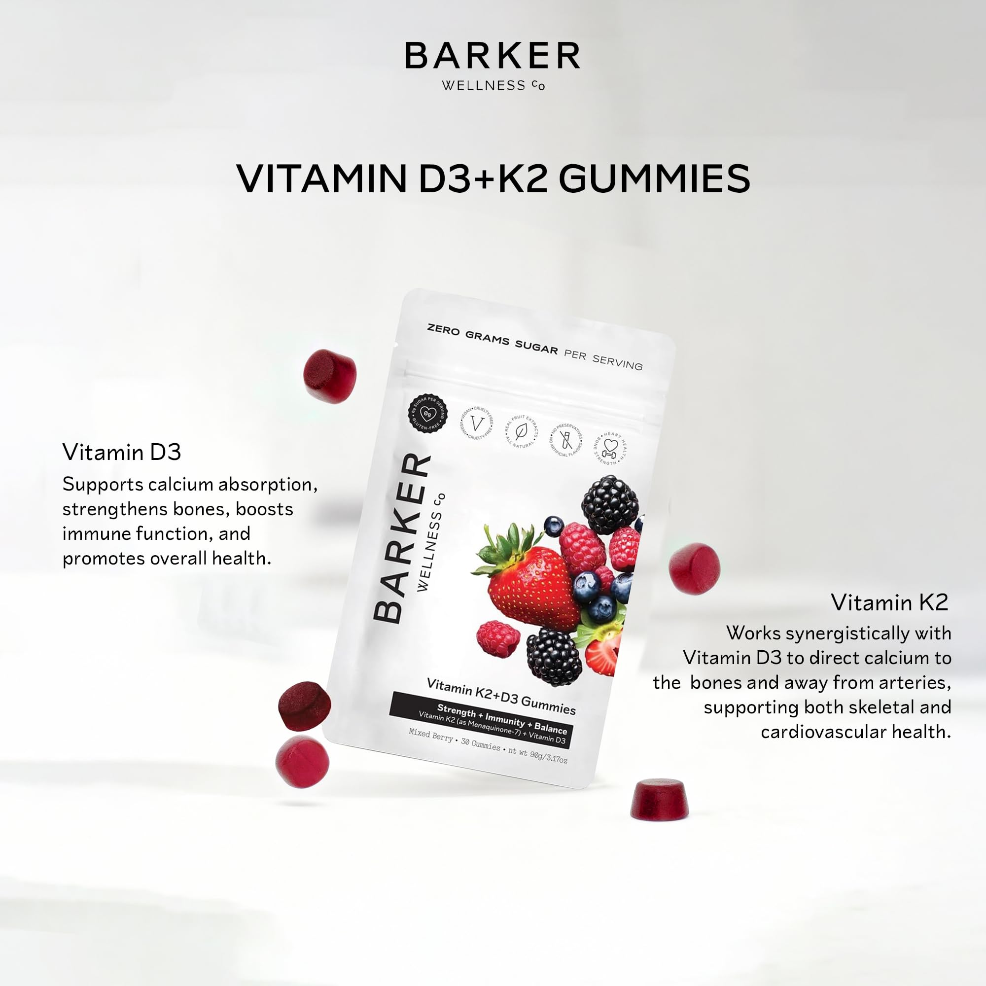 Barker Wellness Co botella abierta con gomitas listas para uso