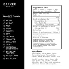 Barker Wellness Co etiqueta nutricional clara y dosificación
