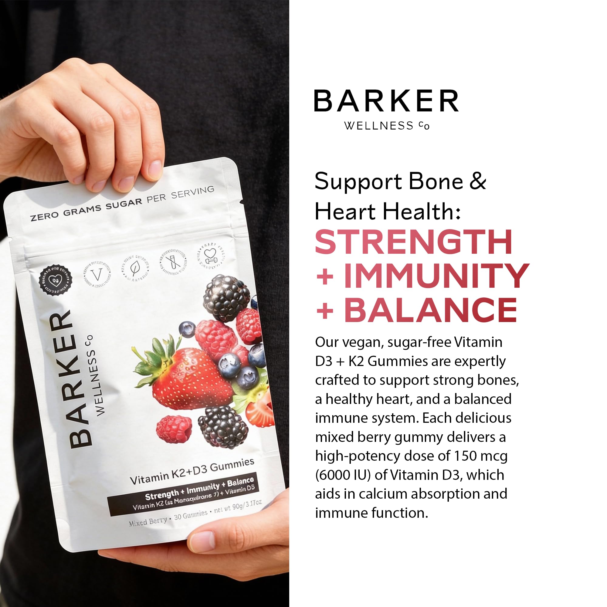 Barker Wellness Co gomita siendo masticada para ingesta fácil