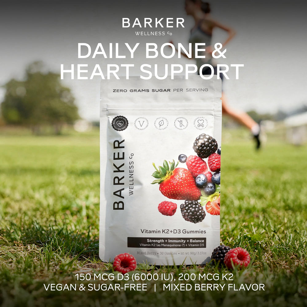 Barker Wellness Co gomitas en mano mostrando tamaño y porción