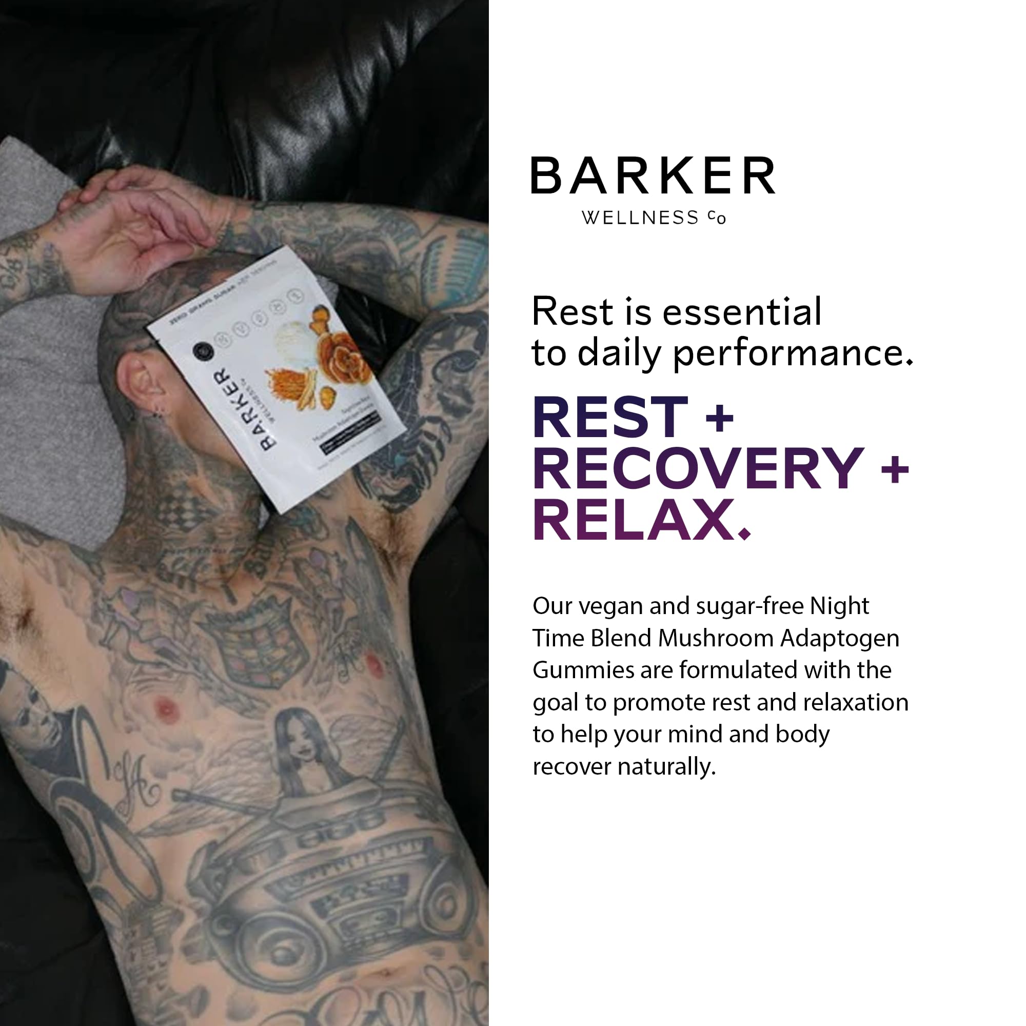 Barker Wellness frasco junto a lámpara en mesa de noche para rutina relajante