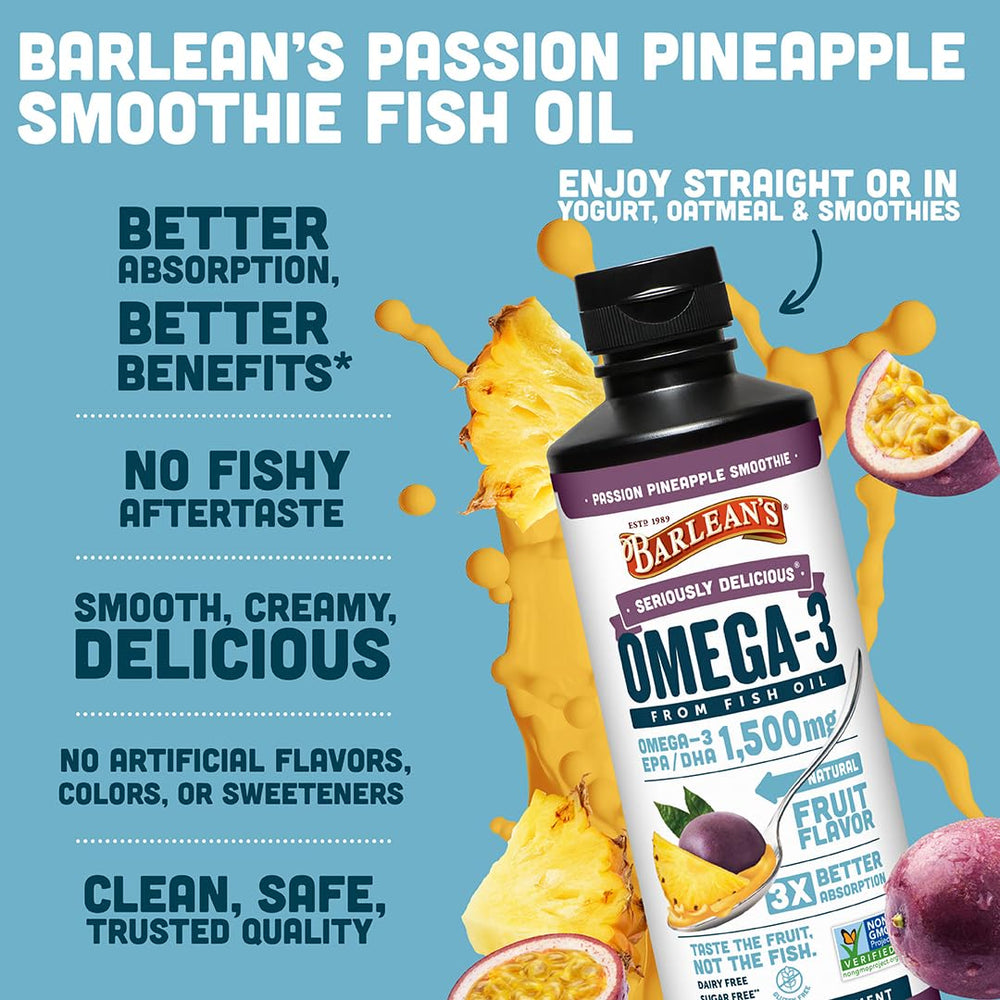 Barlean's botella 16oz junto a una regla para comparar tamaño práctico