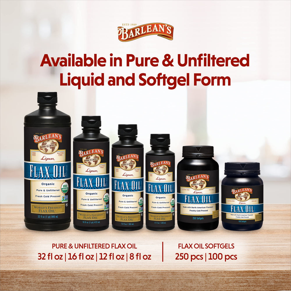 Barlean's detalle de partículas de lignano en aceite que indican riqueza natural
