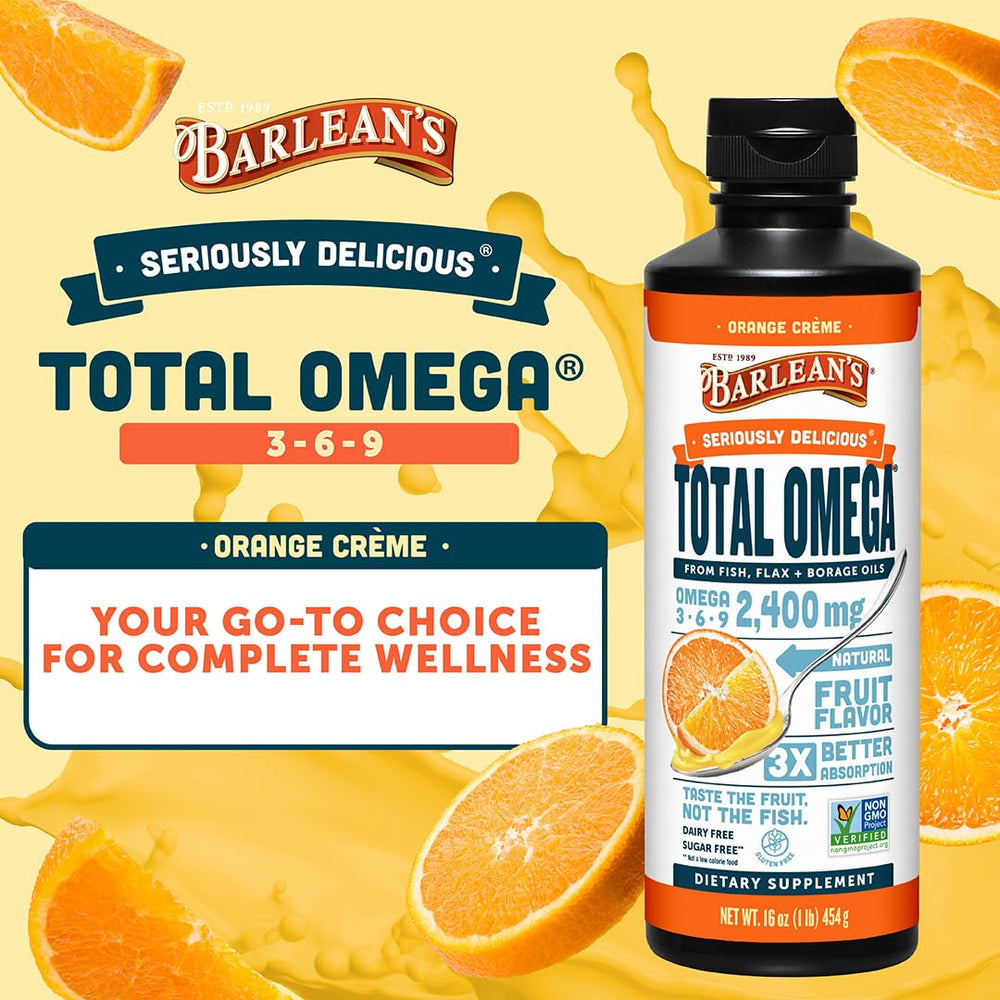 Barlean's detalle de etiqueta con ingredientes claros y beneficios visibles