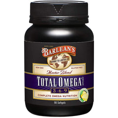 Barlean's envase frontal Total Omega con información clara y beneficio práctico