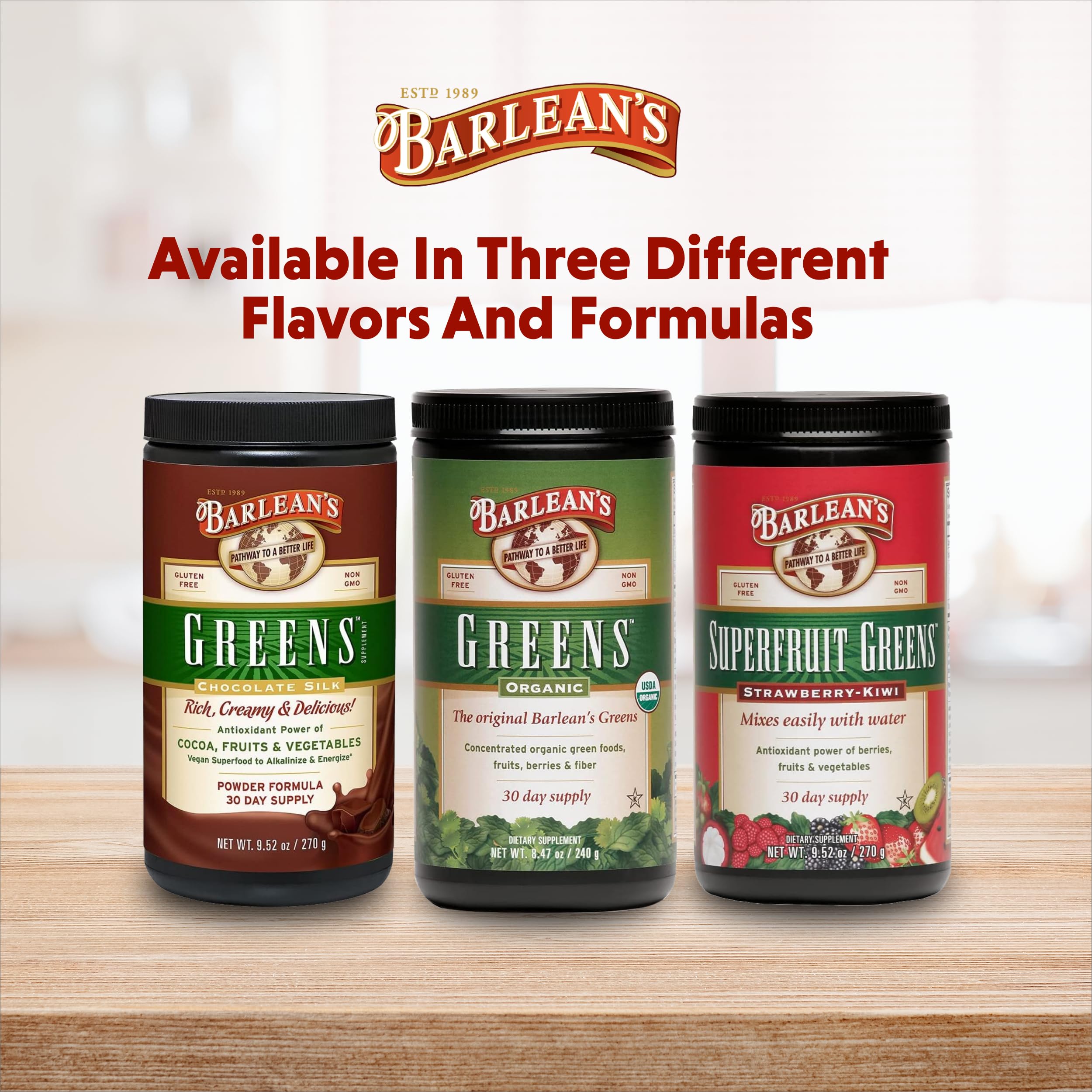 Barlean's batido matutino preparado en cocina, añade sabor saludable