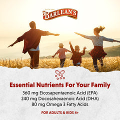 Barlean's etiqueta con lista de ingredientes y información de EPA y DHA