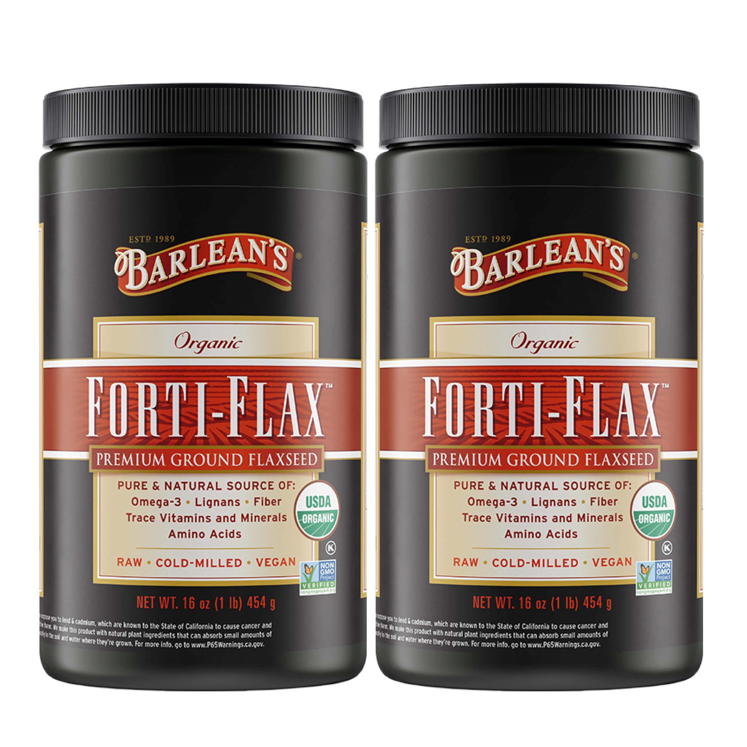 Barlean's Forti‑Flax envase frontal mostrando etiqueta y presentación práctica