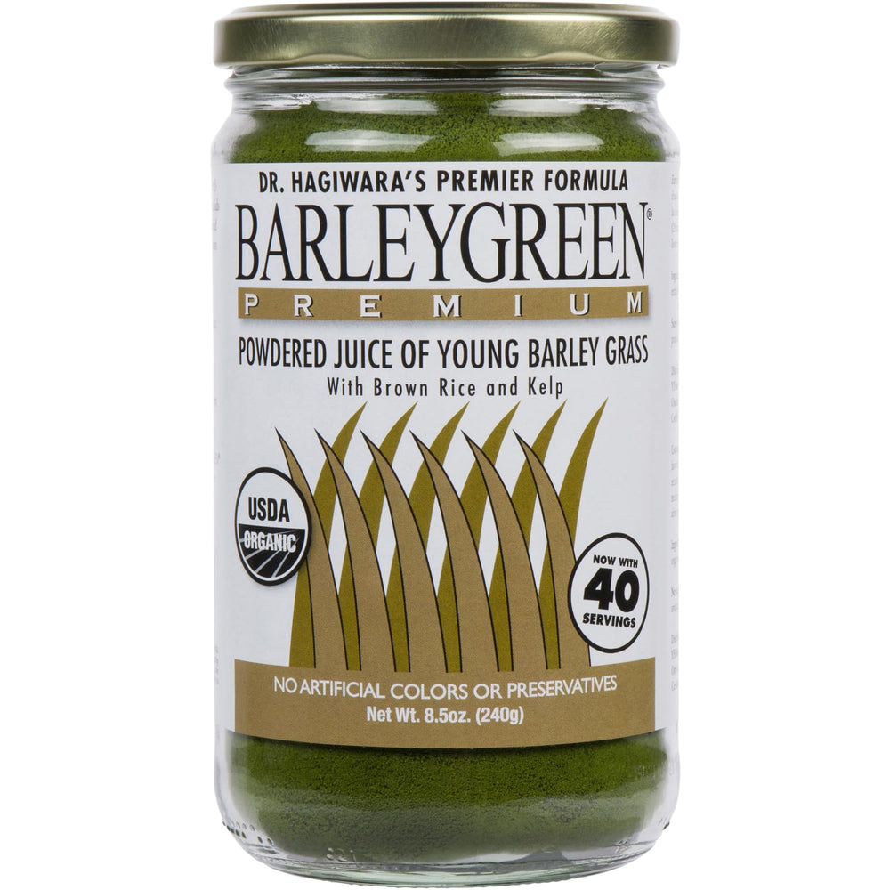 BARLEYGREEN frente del envase mostrando etiqueta clara y beneficio de ingredientes orgánicos