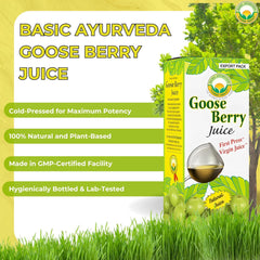 Basic Ayurveda botella con etiqueta legible que resalta sin azúcares añadidos