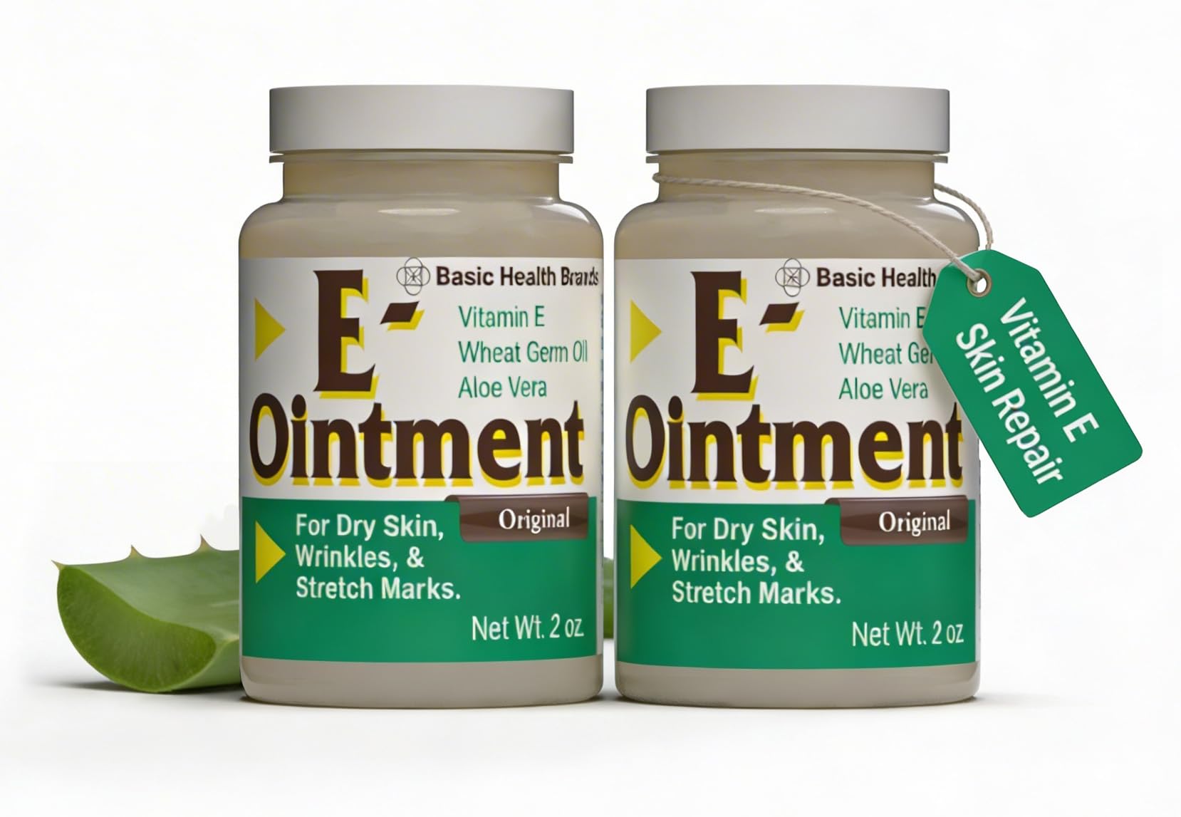 Basic Organics envase frontal 2 oz mostrando etiqueta y beneficio hidratante