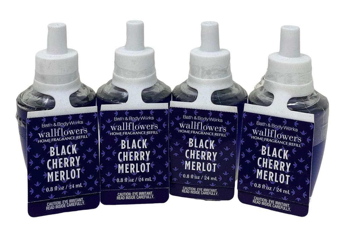 Bath & Body Works frasco frontal del repuesto Black Cherry Merlot mostrando diseño y uso