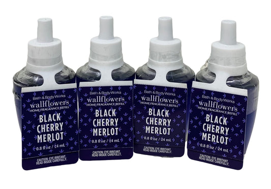 Bath & Body Works frasco frontal del repuesto Black Cherry Merlot mostrando diseño y uso