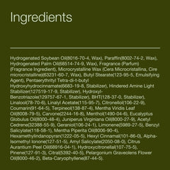 Bath & Body Works etiqueta con ingredientes y concentración aromática