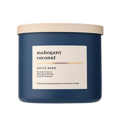 Bath & Body Works vela Mahogany Coconut frente, aspecto decorativo y elegante