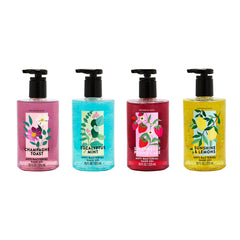 Bath & Body Works pack frontal mostrando las cuatro fragancias y pump, práctico