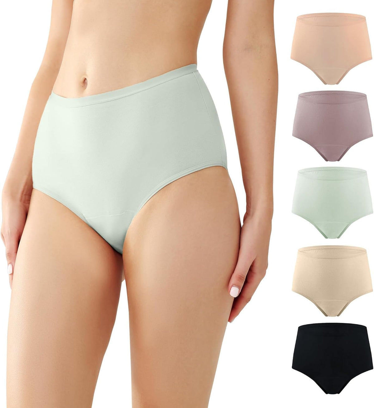 BATTEWA vista frontal del pack de 5 bragas, protección discreta