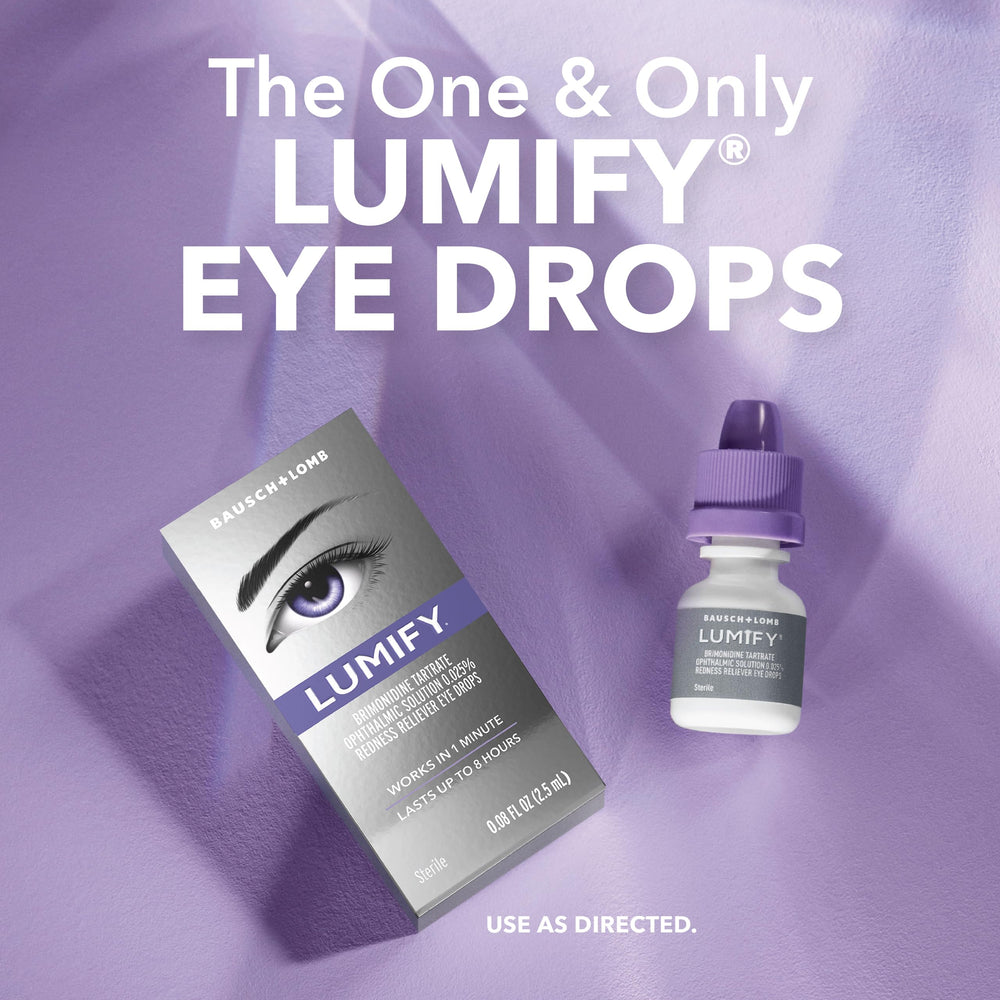 Bausch + Lomb LUMIFY frascos dentro de un neceser representando transporte seguro