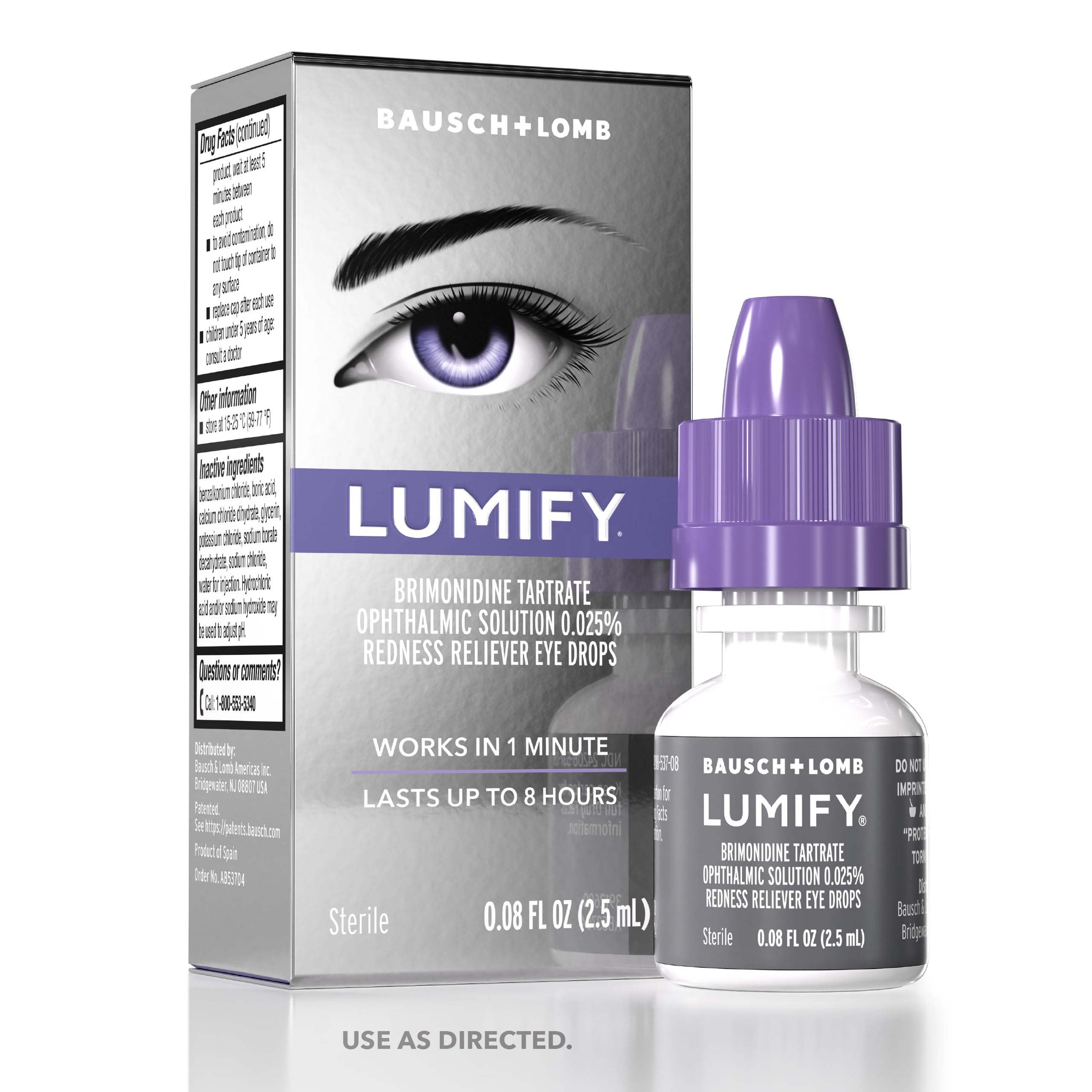 Bausch + Lomb LUMIFY frasco de 2.5 mL en primer plano destacando la presentación estéril
